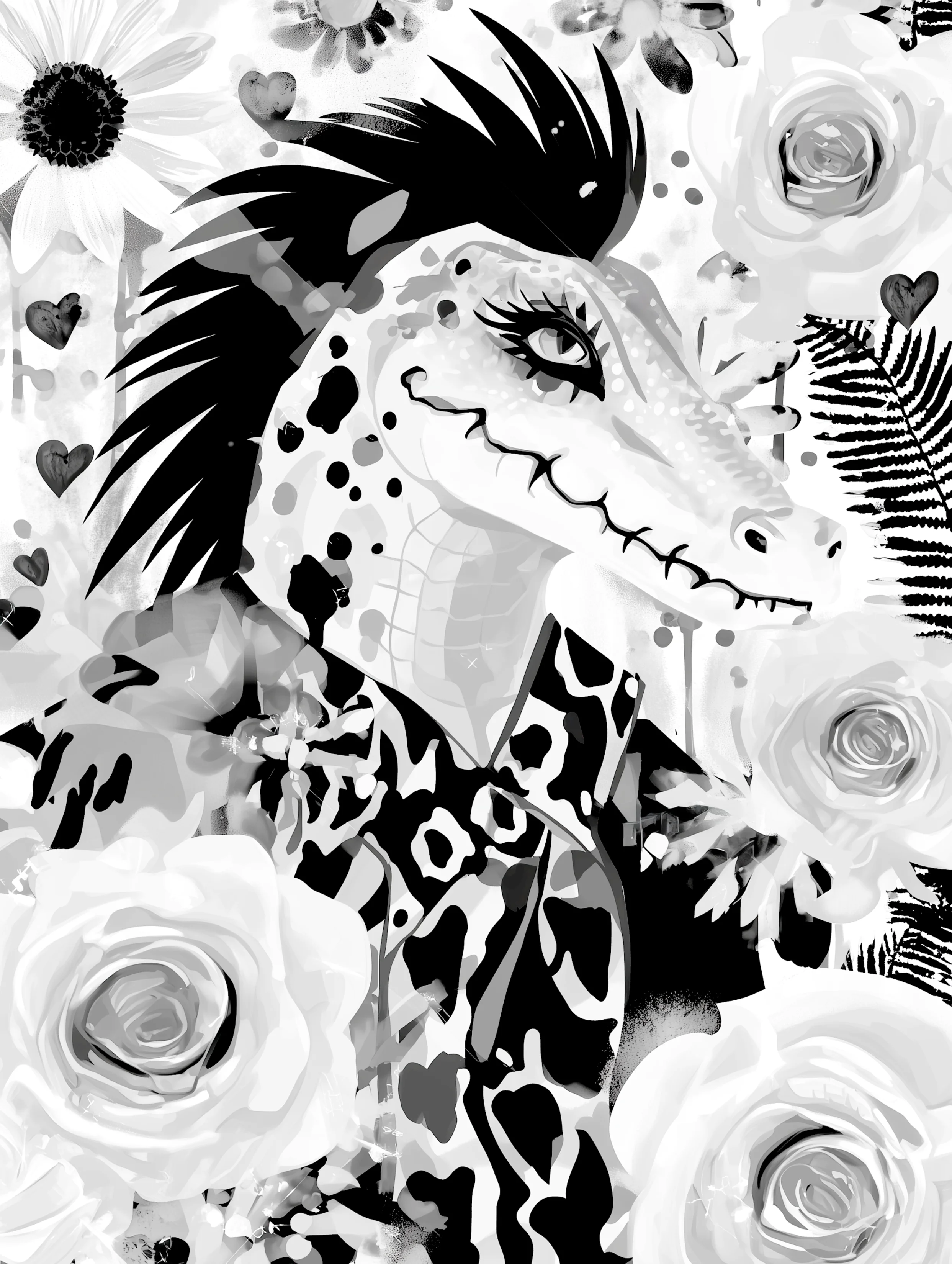 Free printable crocodile coloring pages for adults featuring punk crocodile coloring sheet